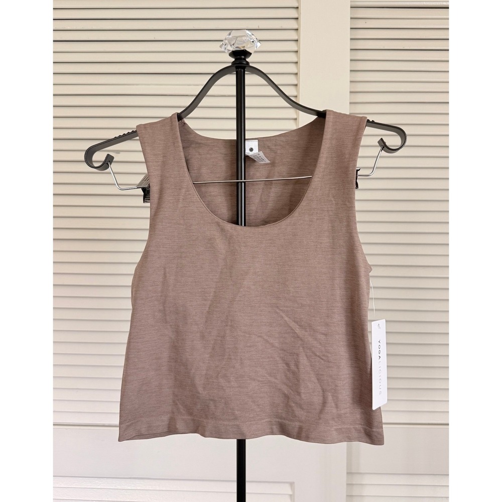 Yogalicious Seamless Coraline Tank Top Size Small Brown Taupe Crop Athletic NWT